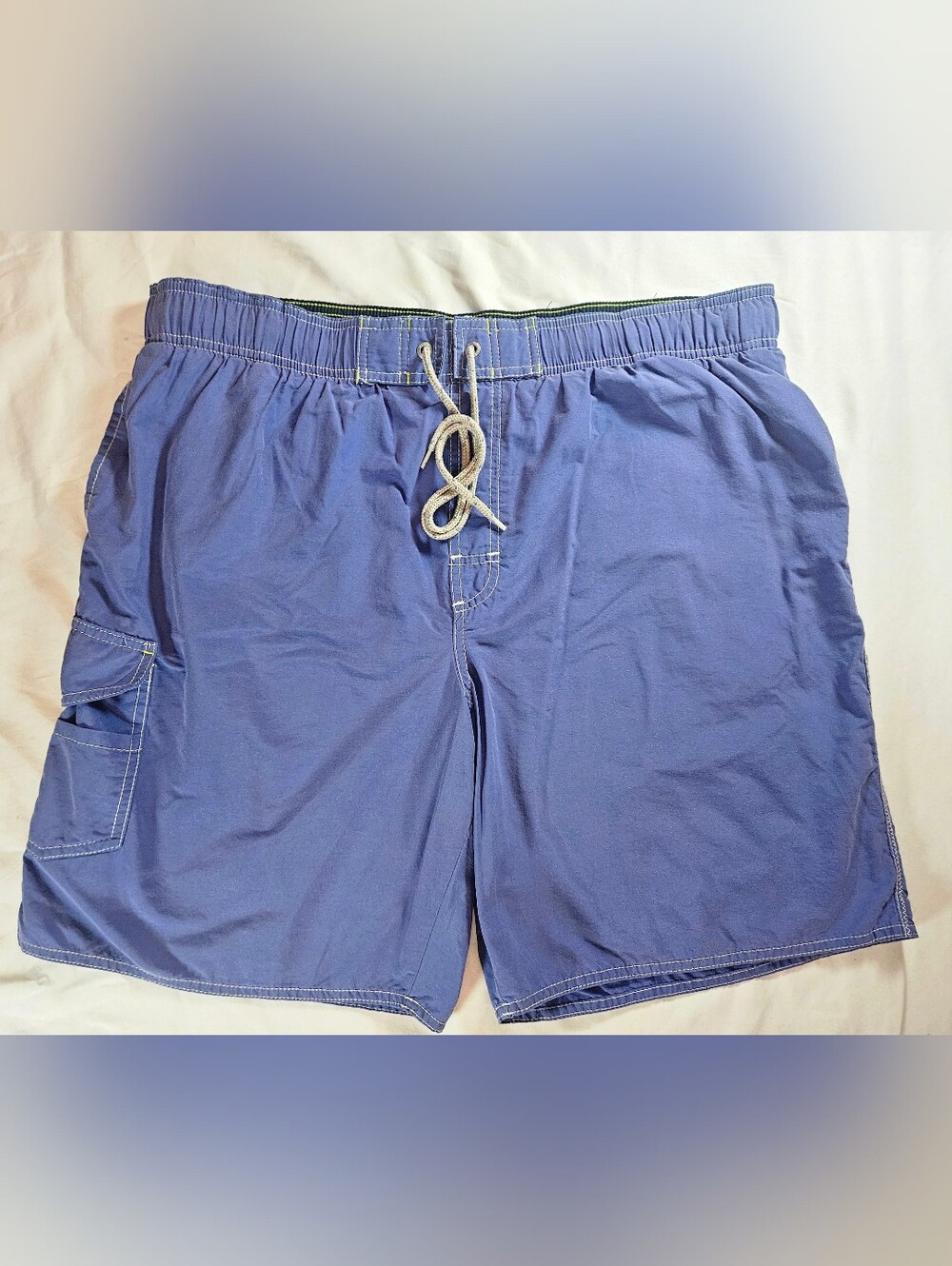 No Bad Days Mens Blue Cargo Pockets Elastic Waist Swim Trunks Size Large